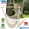 Hammock Chair Hanging Rope Seat Swing w/ Wooden Stick 220lbs Load for Patio Yard Porch Outdoor Bedroom Indoor