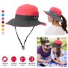 Women Summer Sun Bucket Hats Foldable UV Protection Cotton Cap Wide Brim Floppy Cap Packable Ponytail Mesh Travel Hat For Beach Fishing Camping Travel
